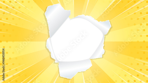 サンバーストと穴の空いた紙の背景素材、集中線のエフェクト、ドットのパターン、フレーム