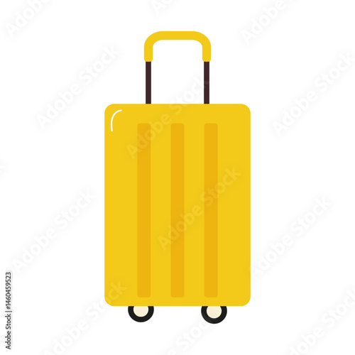 Bright yellow suitcase ready for travel at the airport or train station