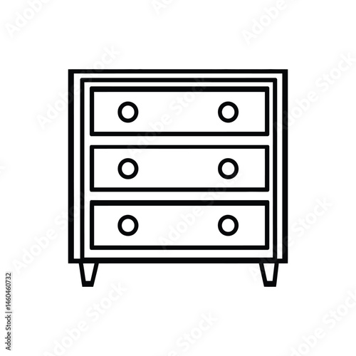 Chest of Drawers Outline Icon with Transparent Background Simple Furniture
