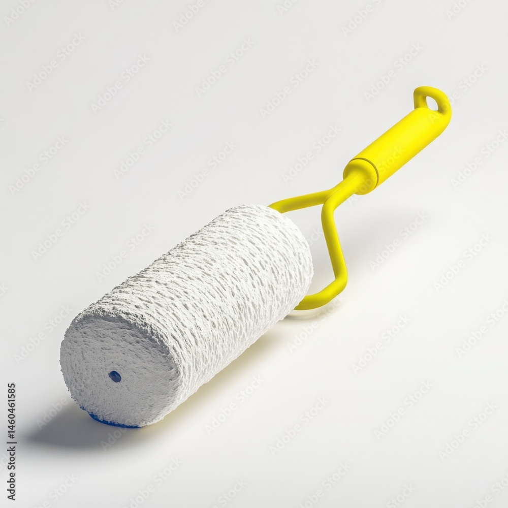 Obraz premium Paint roller with yellow handle on a white background