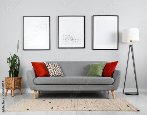 Modern living room interior with stylish comfortable sofa 