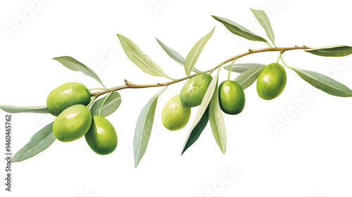 Wallpaper Mural Premium Hand-Drawn Olive Branch Isolated on White Background for Natural and Organic Concepts Torontodigital.ca