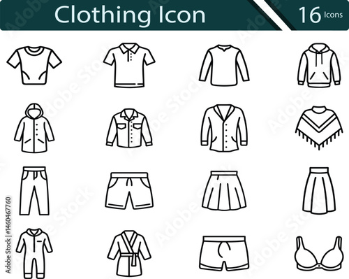 Essential Line Icons for Modern Clothing and Wardrobe Design.