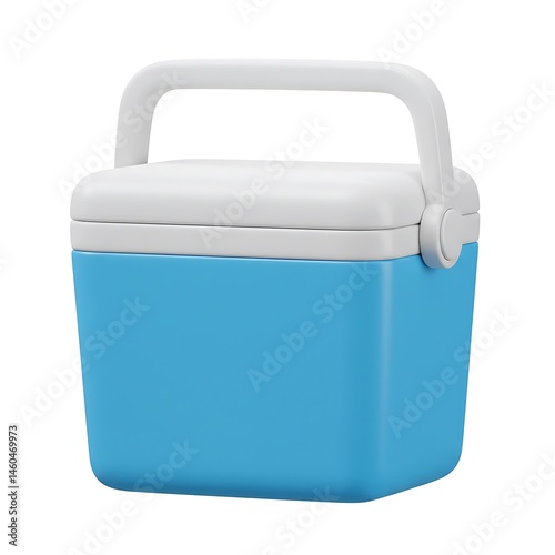 3D blue camping cooler icebox