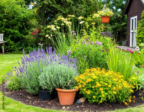 Colorful Flower Garden with Vibrant Blooms and Lush Foliage