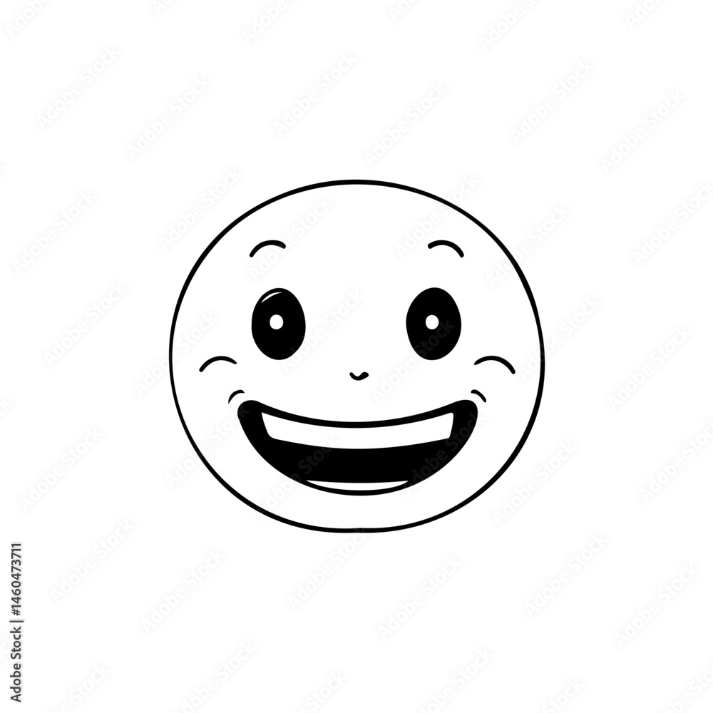 Fototapeta premium Cheerful minimalist face illustration with broad smile and endearing charm
