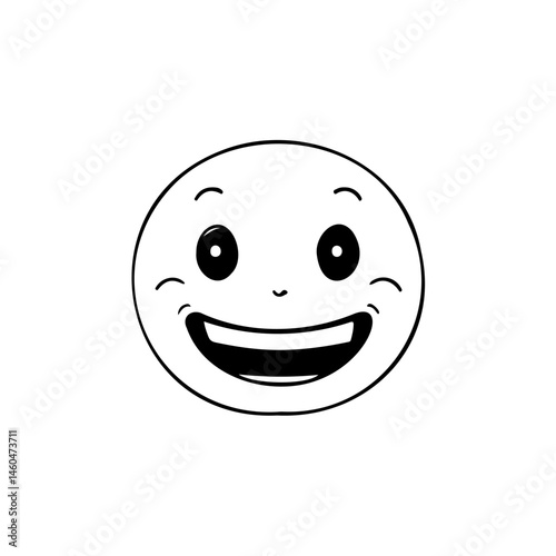 Cheerful minimalist face illustration with broad smile and endearing charm