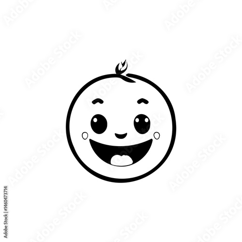 Delightful representation of a cheerful child's face with joyful expression
