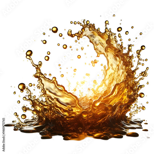 Splash of oily liquid close-up isolated on white background