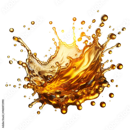 Splash of oily liquid close-up isolated on white background