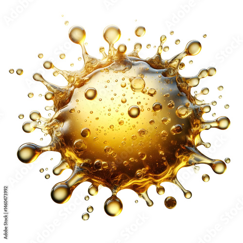 Splash of oily liquid close-up isolated on white background