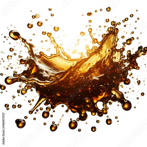 Splash of oily liquid close-up isolated on white background