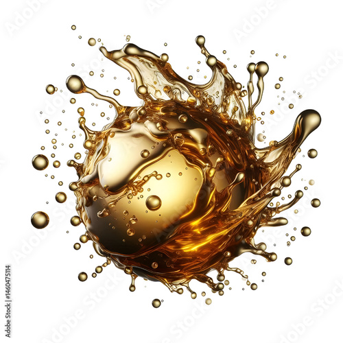 Splash of oily liquid close-up isolated on white background