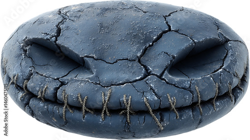 Stone face Halloween decoration scary cracked texture stitched mouth 3D render spooky jack