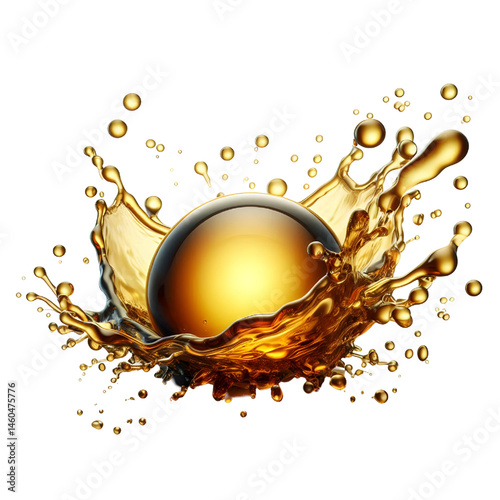 Splash of oily liquid close-up isolated on white background