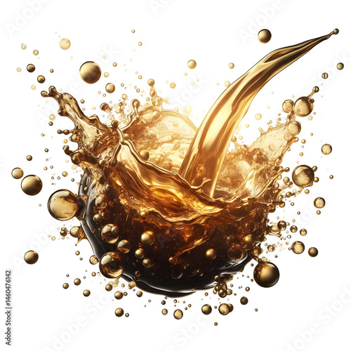 Splash of oily liquid close-up isolated on white background