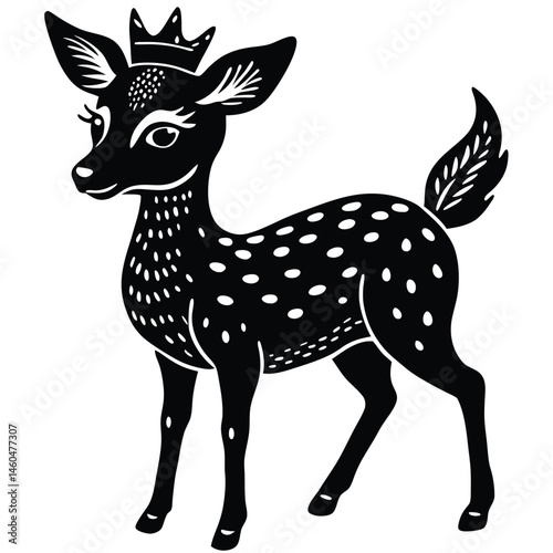 Adorable Fawn with Tiny Golden Crown Illustration