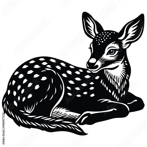 Adorable Fawn Lying Down High-Resolution Vector Illustration