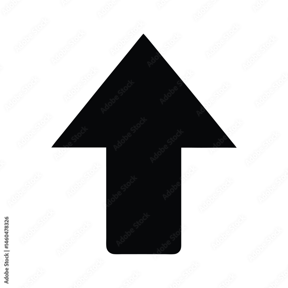Simple Up Arrow Symbol Vector Silhouette on White Background Simple Up Arrow Symbol Vector Silhouette on White Background