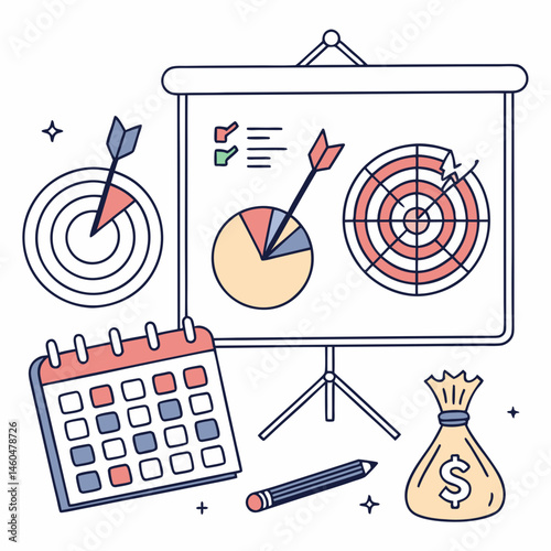 Business Targets Money Calendar Project Development Strategy Planning Marketing