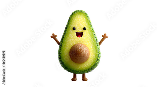 A cheerful avocado character with arms and legs perfect for fun and creative designs