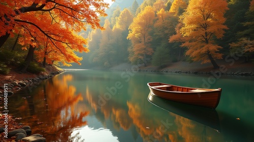 Autumn Reflections: A Peaceful Lake Scene