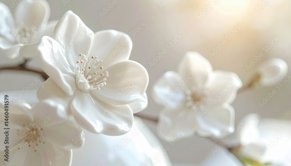 Fototapeta premium Elegant White Ceramic Flower with Delicate Petals and Soft Light