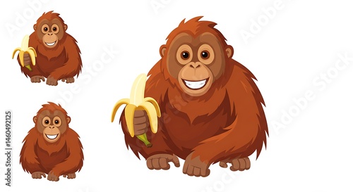Wallpaper Mural Orangutan Holding Banana Cartoon Illustration Torontodigital.ca
