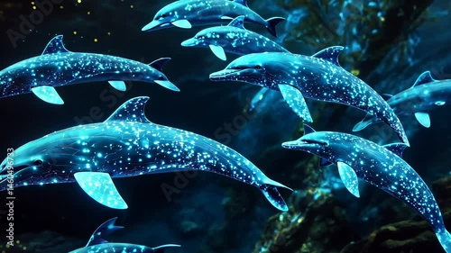 Enchanting Encounter: A Pod of Luminous Dolphins Grace the Ocean Depths