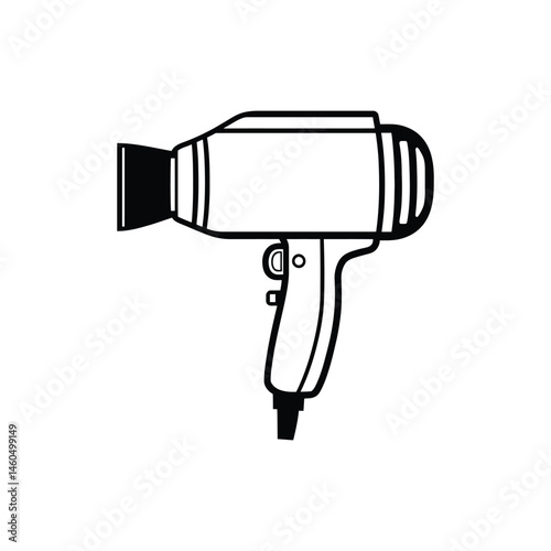Hairdryer Icon Style with Transparent Background and Bold Black Outlines