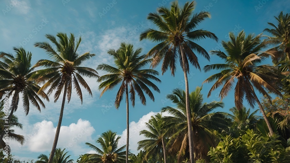 Stunning Tropical Paradise with Palm Trees and Blue Skies – Perfect for Summer Travel and Vacation Themes Stunning Tropical Paradise with Palm Trees and Blue Skies – Perfect for Summer Travel and Vacation Themes