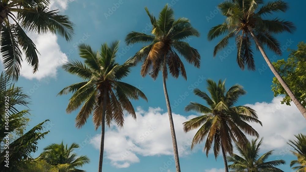 Stunning Tropical Paradise with Palm Trees and Blue Skies – Perfect for Summer Travel and Vacation Themes Stunning Tropical Paradise with Palm Trees and Blue Skies – Perfect for Summer Travel and Vacation Themes