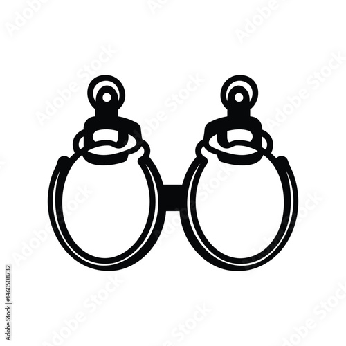 Handcuffs Icon with Chain Link Design on Transparent Background