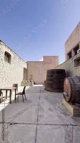 wine barrels in an alleyway in Argentina