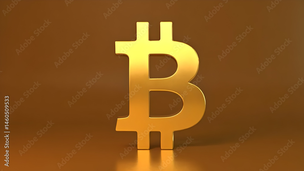 Obraz premium Golden Bitcoin representing wealth and finance in a 3D illustration style