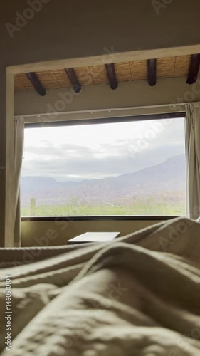 mountain view from a bedroom