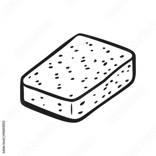 HandDrawn Sponge with Black Outline and Small Dots on Transparent Backdrop