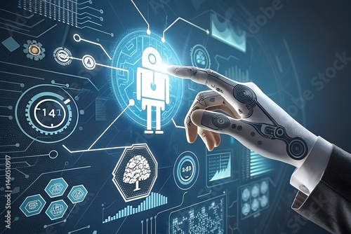 AI and Business intelligence technology concept. Business development with AI machine learning.