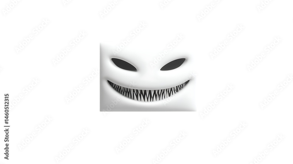 Creepy White Square with Evil Grin and Sharp Teeth on Black Background Halloween Horror Spo Creepy White Square with Evil Grin and Sharp Teeth on Black Background Halloween Horror Spo