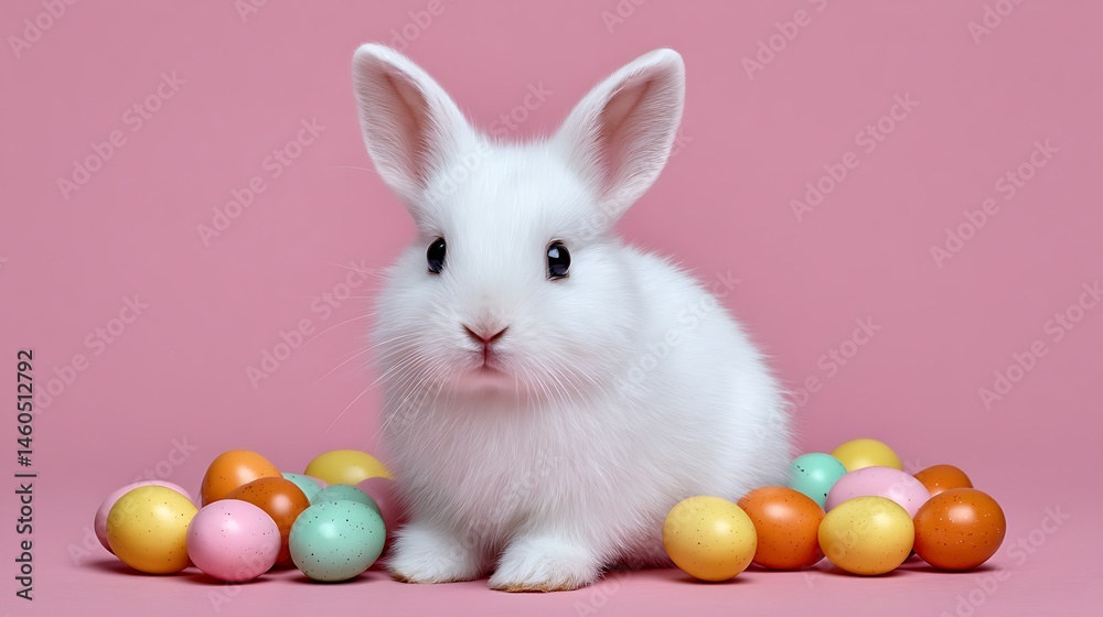Adorable Easter Bunny with Pastel Eggs. Adorable Easter Bunny with Pastel Eggs.