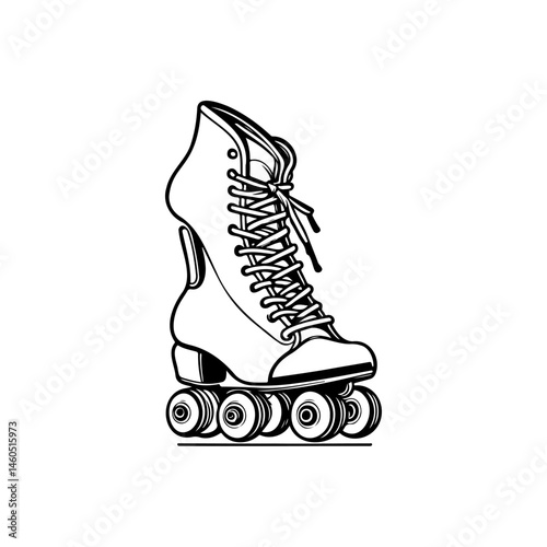 Roller skating icon with classic design isolated on white backdrop