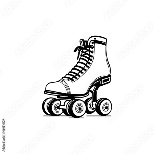 Single retro roller skate, vintage footwear illustration, perfect for recreational activity