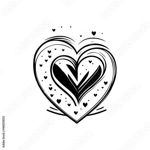 Stylized heart design conveys affection through hand-drawn lines and form