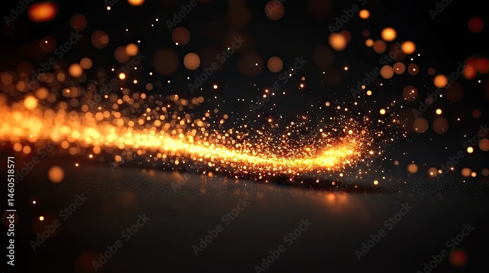 Obraz premium Shimmering lights flow across a dark surface