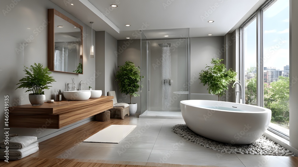 Fototapeta premium modern bathroom with white furniture