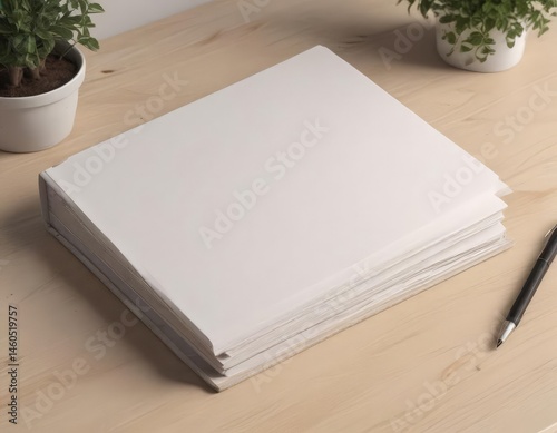 Clean vertical photo album mockup, blank pages ready for images and designs , crafting, book