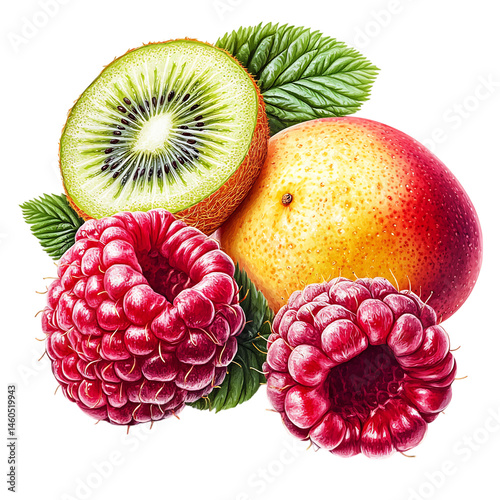 Modern Vibrant Pop Art III Dynamic Blend of Raspberry Isolated on Transparent Background
