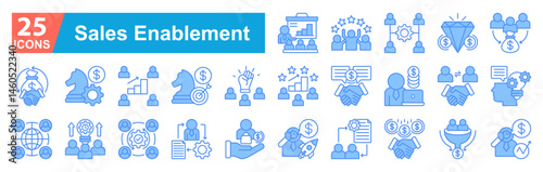 Sales Enablement Icon Sheet Presentation, Success, Organization, Value, Conversion, Sales Enablement, Startegy, Sales, Goal, Empowerment, Sales Team, Negotiation, Sales Representative, Collaboration
