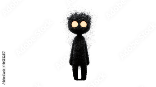 Ghostly Figure with Glowing Eyes in a Dark Void