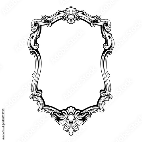 vintage victorian frame illustration with hand drawn line art